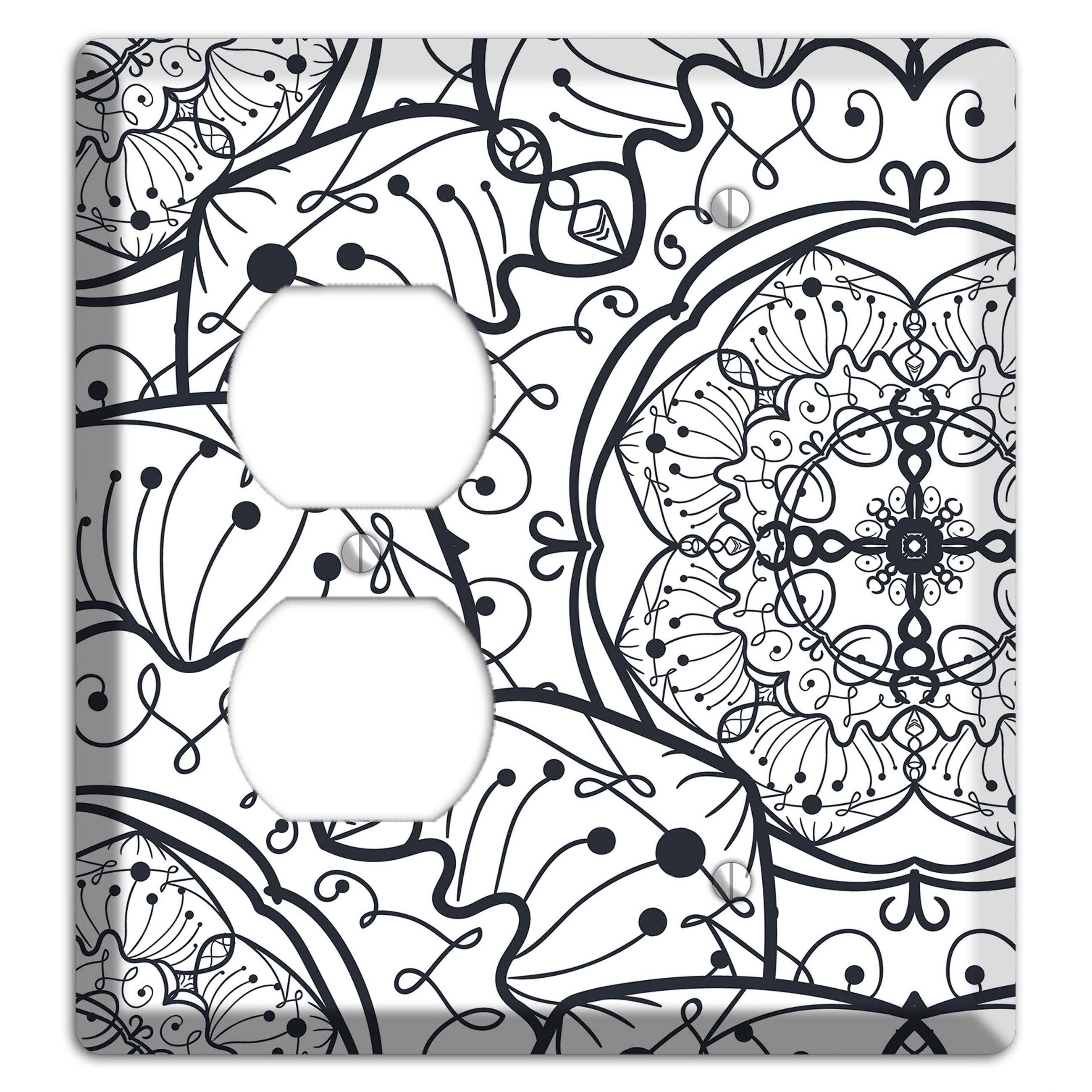 Mandala Black and White Style M Cover Plates Duplex / Blank Wallplate