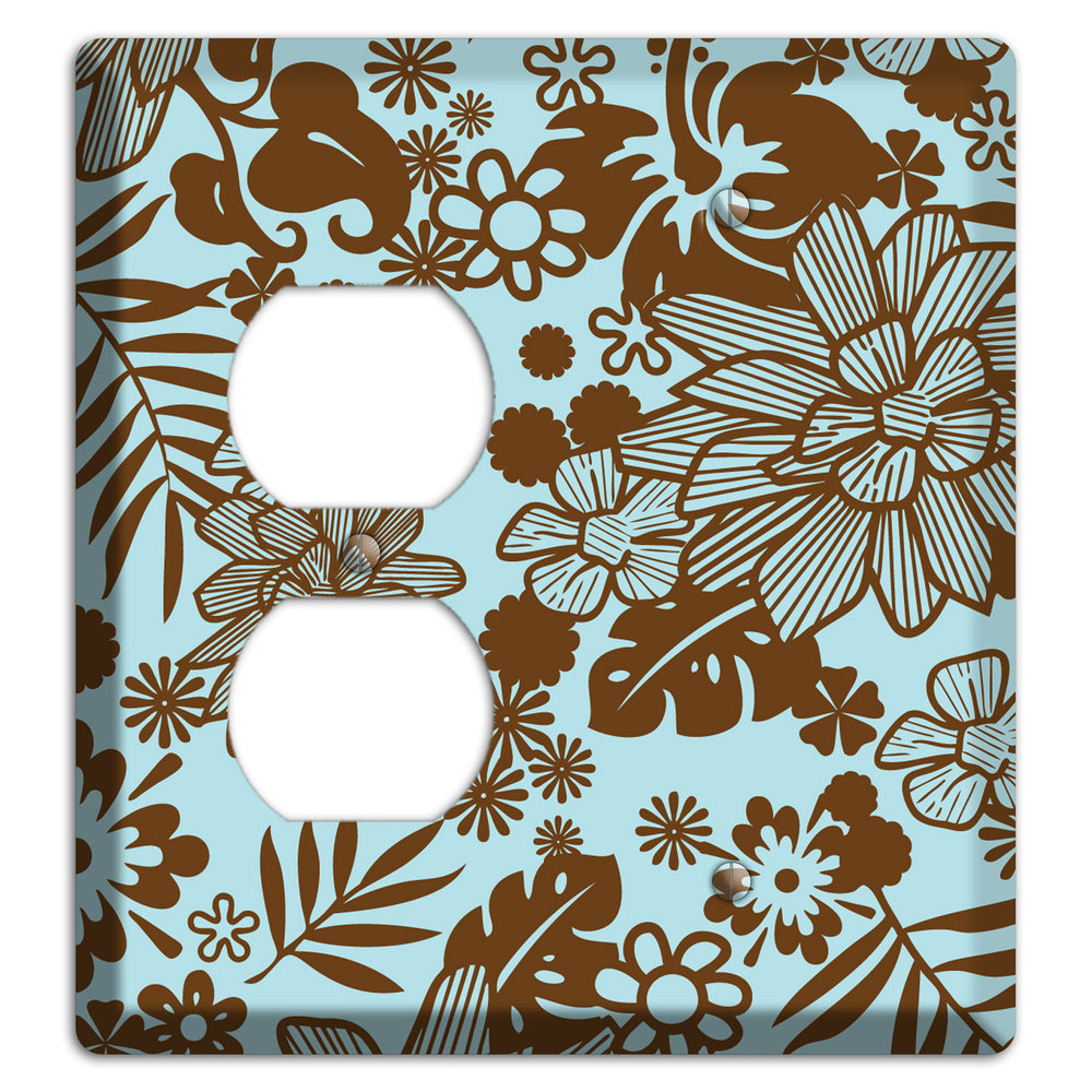 Blue and Brown Tropical Duplex / Blank Wallplate
