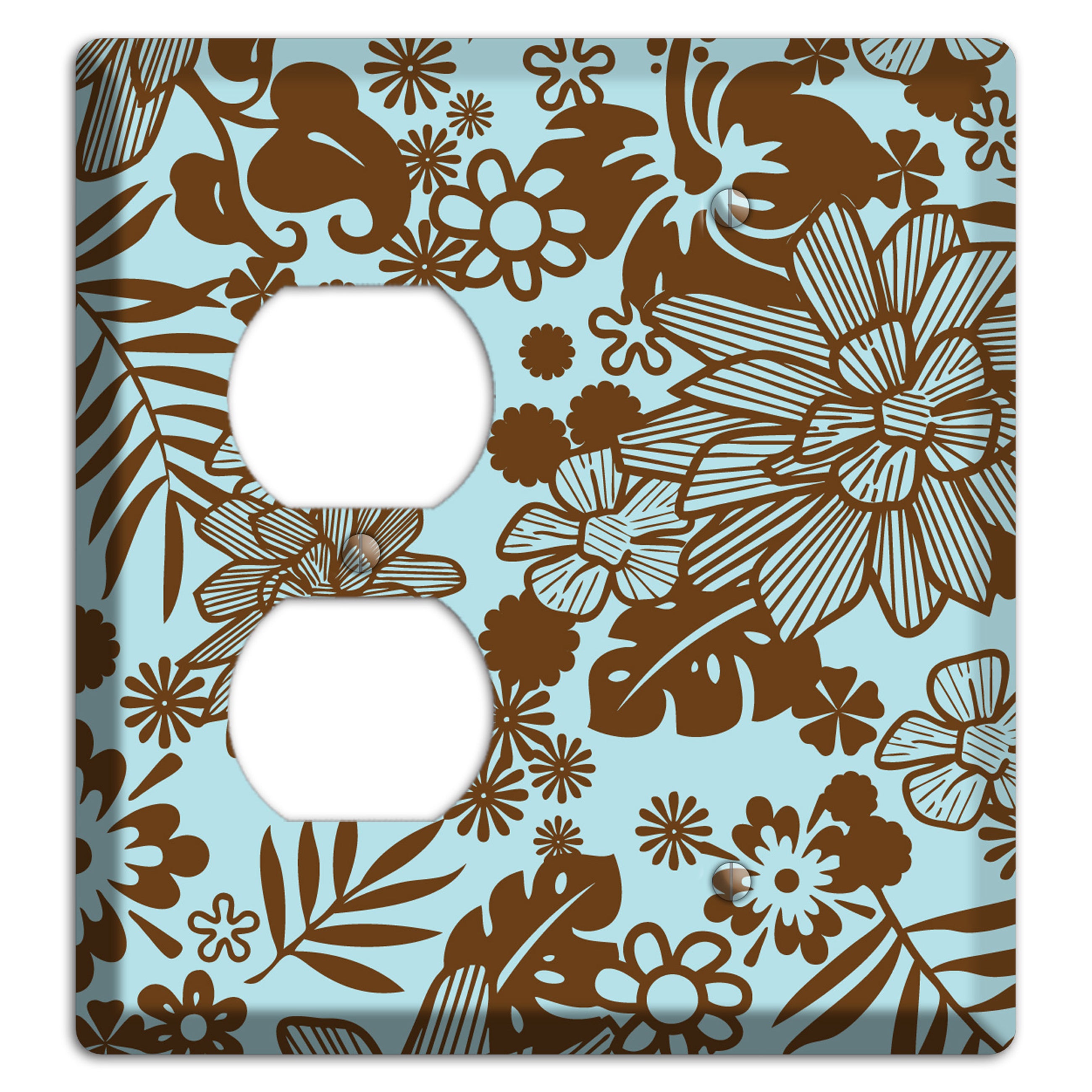 Blue and Brown Tropical Duplex / Blank Wallplate