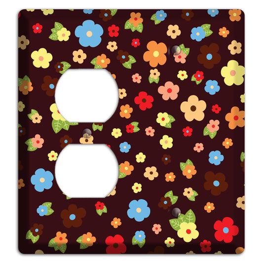 Brown Tiny Delicate Flowers Duplex / Blank Wallplate