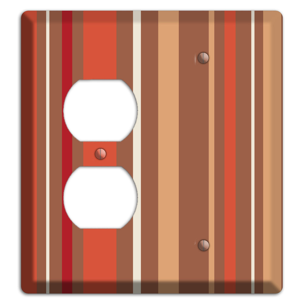 Multi Coral Vertical Stripe Duplex / Blank Wallplate