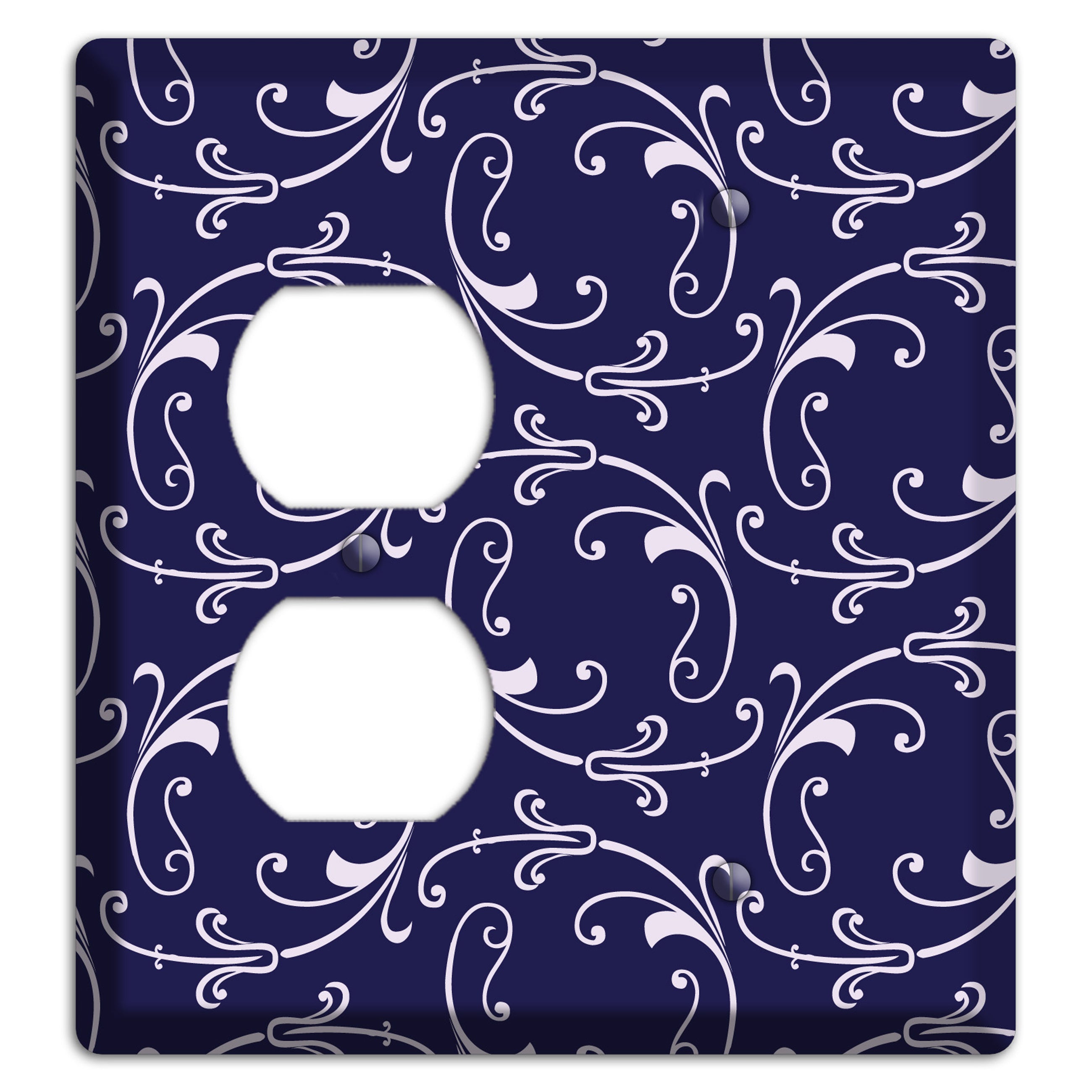 Navy Victorian Sprig Duplex / Blank Wallplate