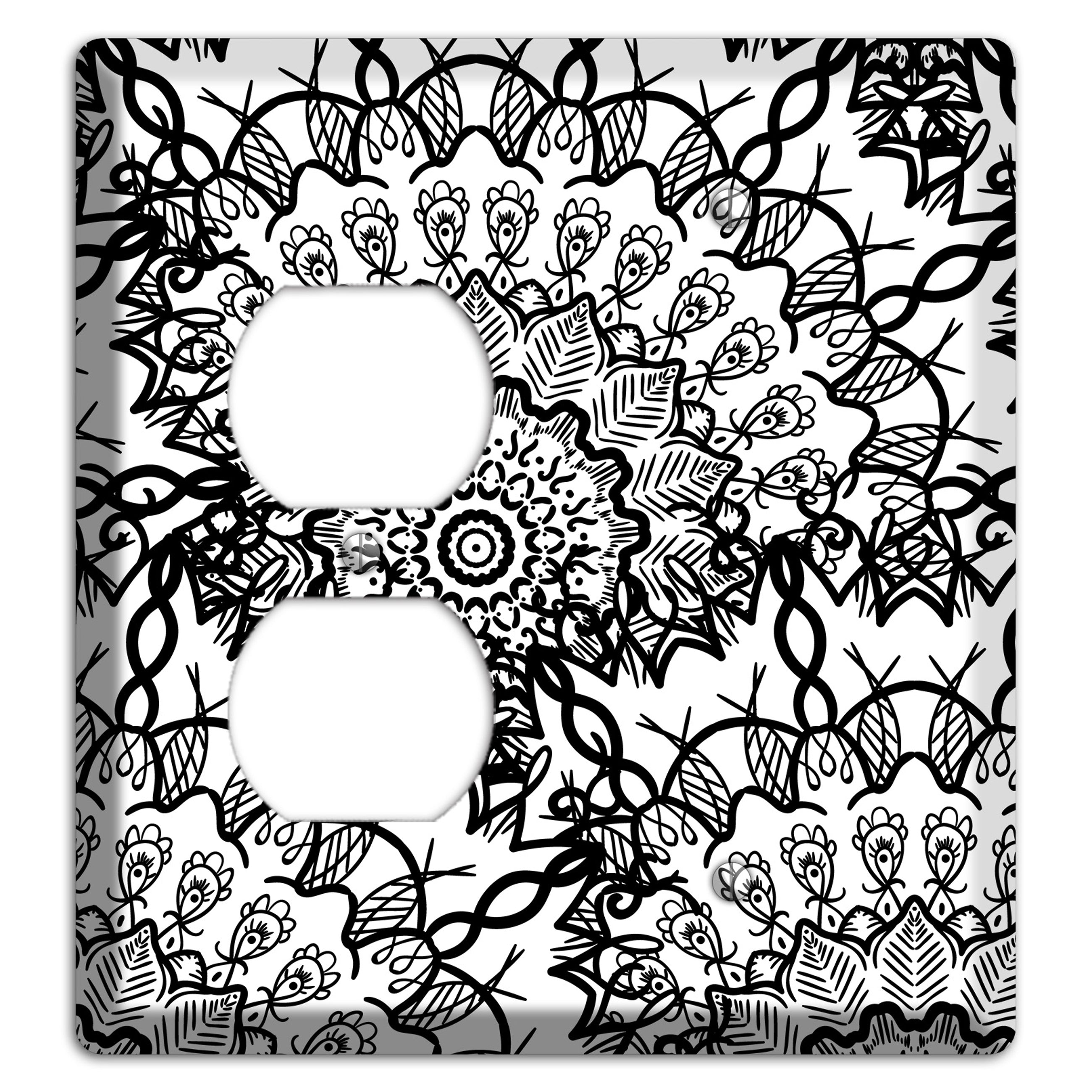 Mandala Black and White Style P Cover Plates Duplex / Blank Wallplate