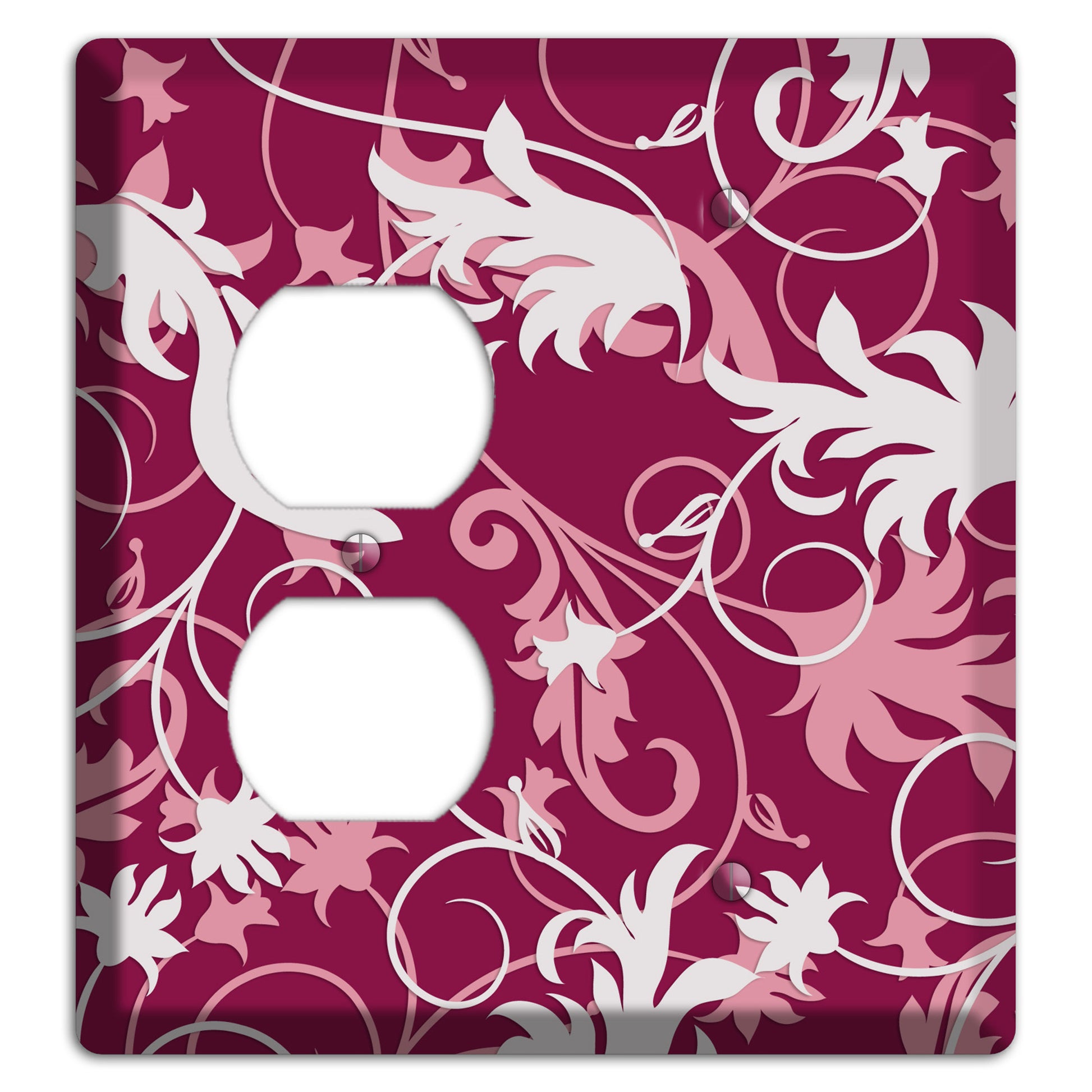 Fuschia and Pink Victorian Sprig Duplex / Blank Wallplate