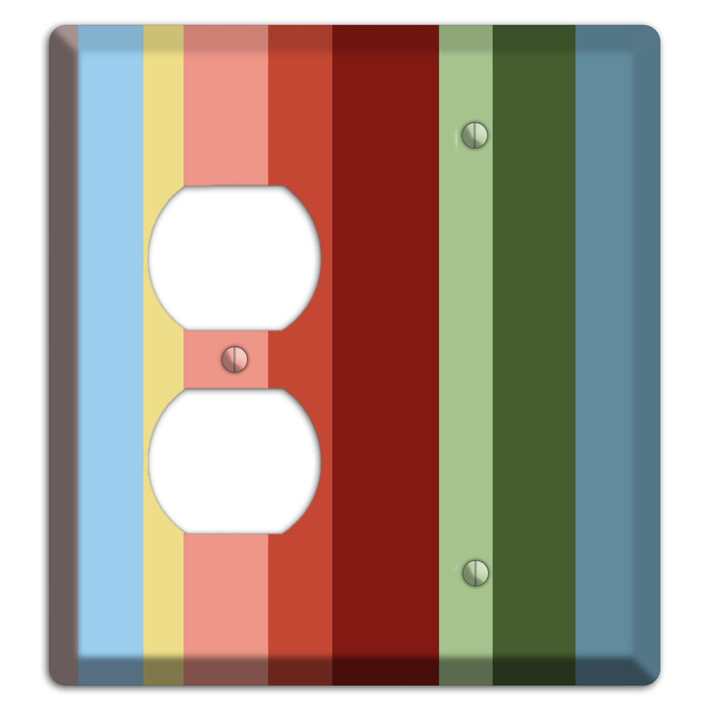 Multi Pastel Vertical Stripe Duplex / Blank Wallplate