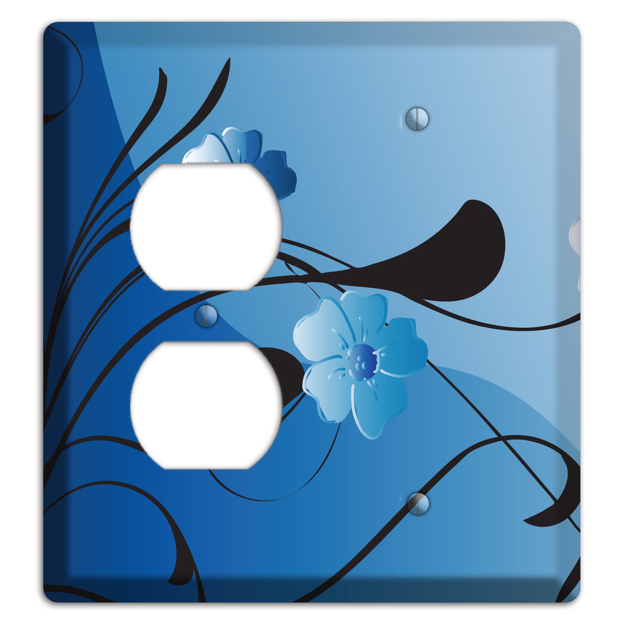 Blue Floral Sprig Duplex / Blank Wallplate
