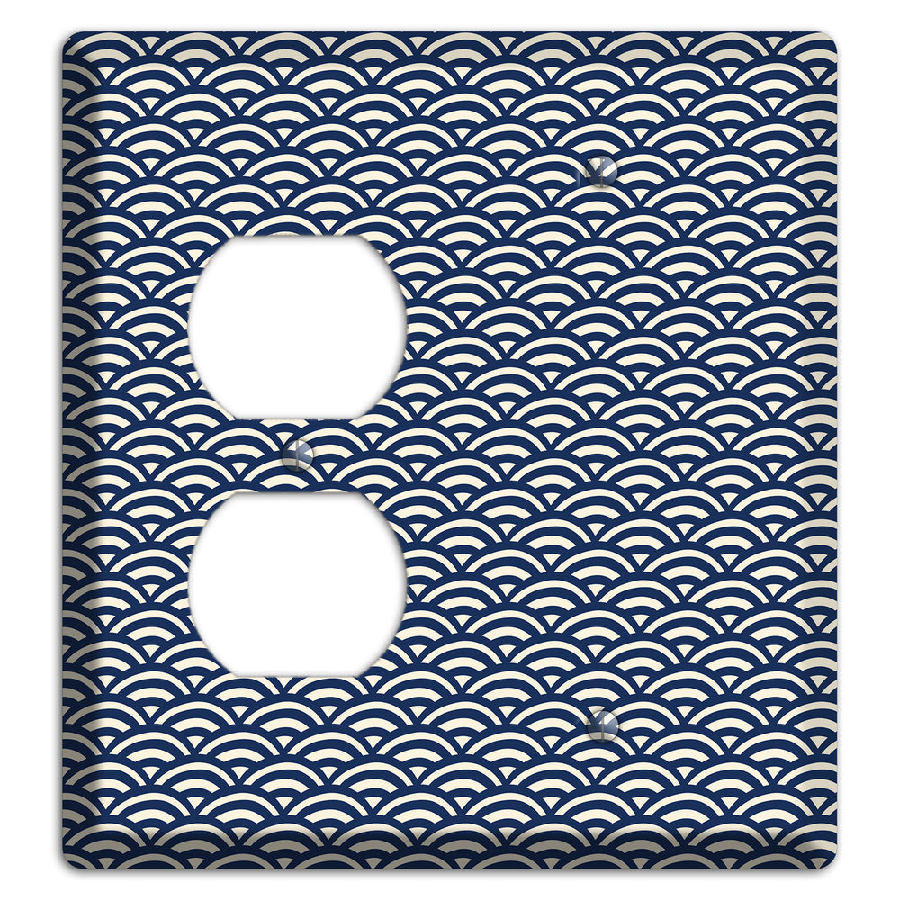 Navy Scallop Print Duplex / Blank Wallplate