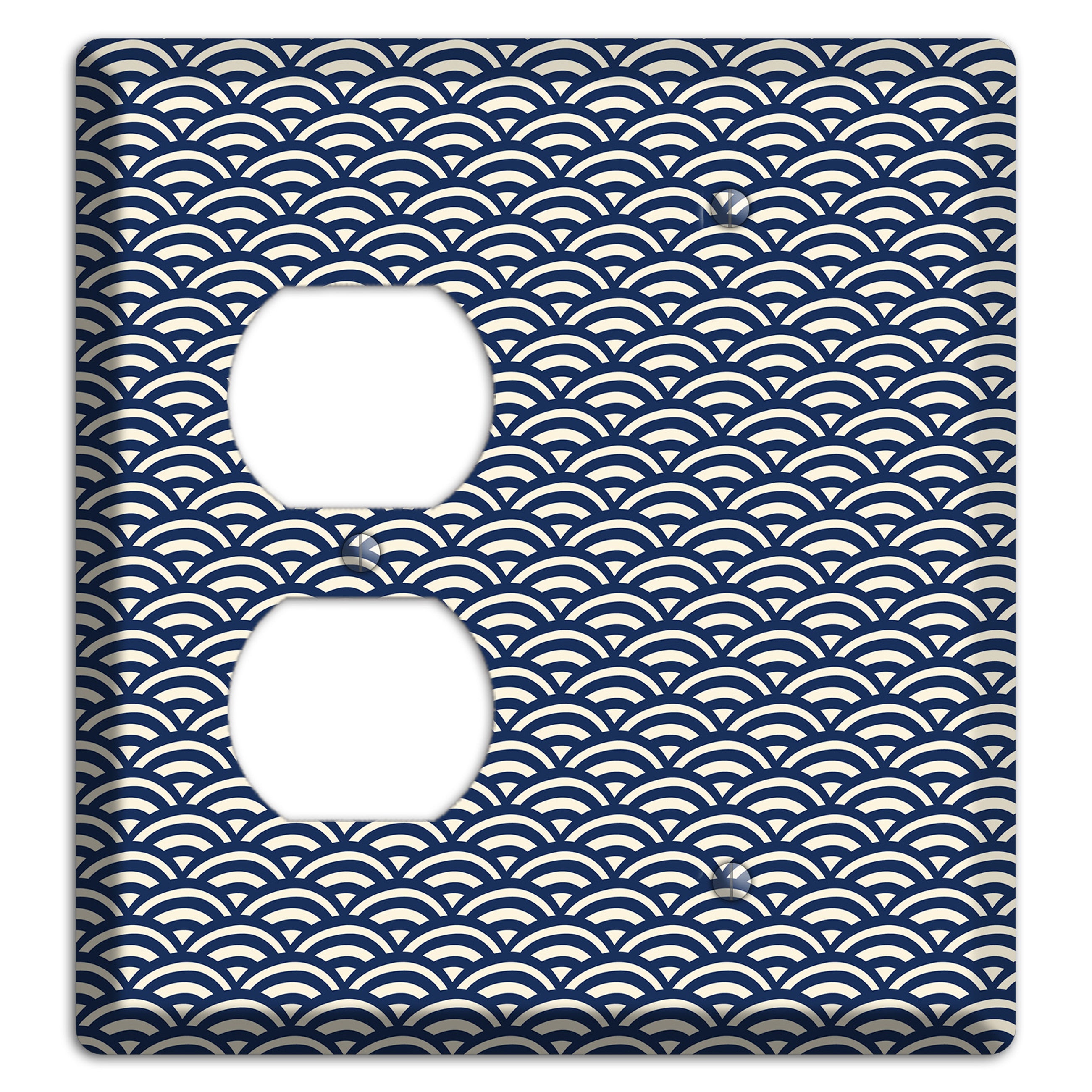 Navy Scallop Print Duplex / Blank Wallplate