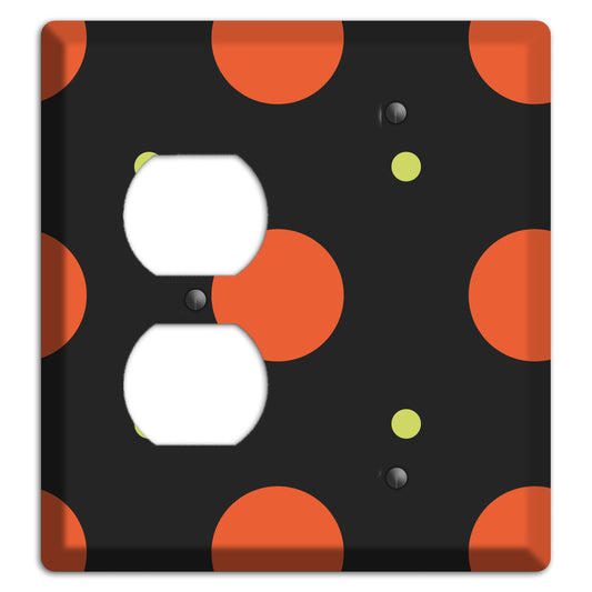 Black wih Orange and Lime Multi Tiled Medium Dots Duplex / Blank Wallplate