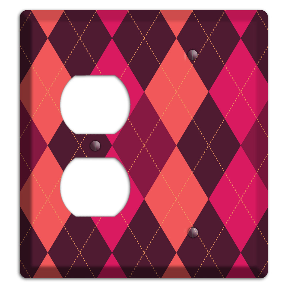 Orange and Pink Argyle Duplex / Blank Wallplate