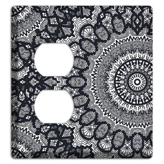 Mandala Black and White Style T Cover Plates Duplex / Blank Wallplate