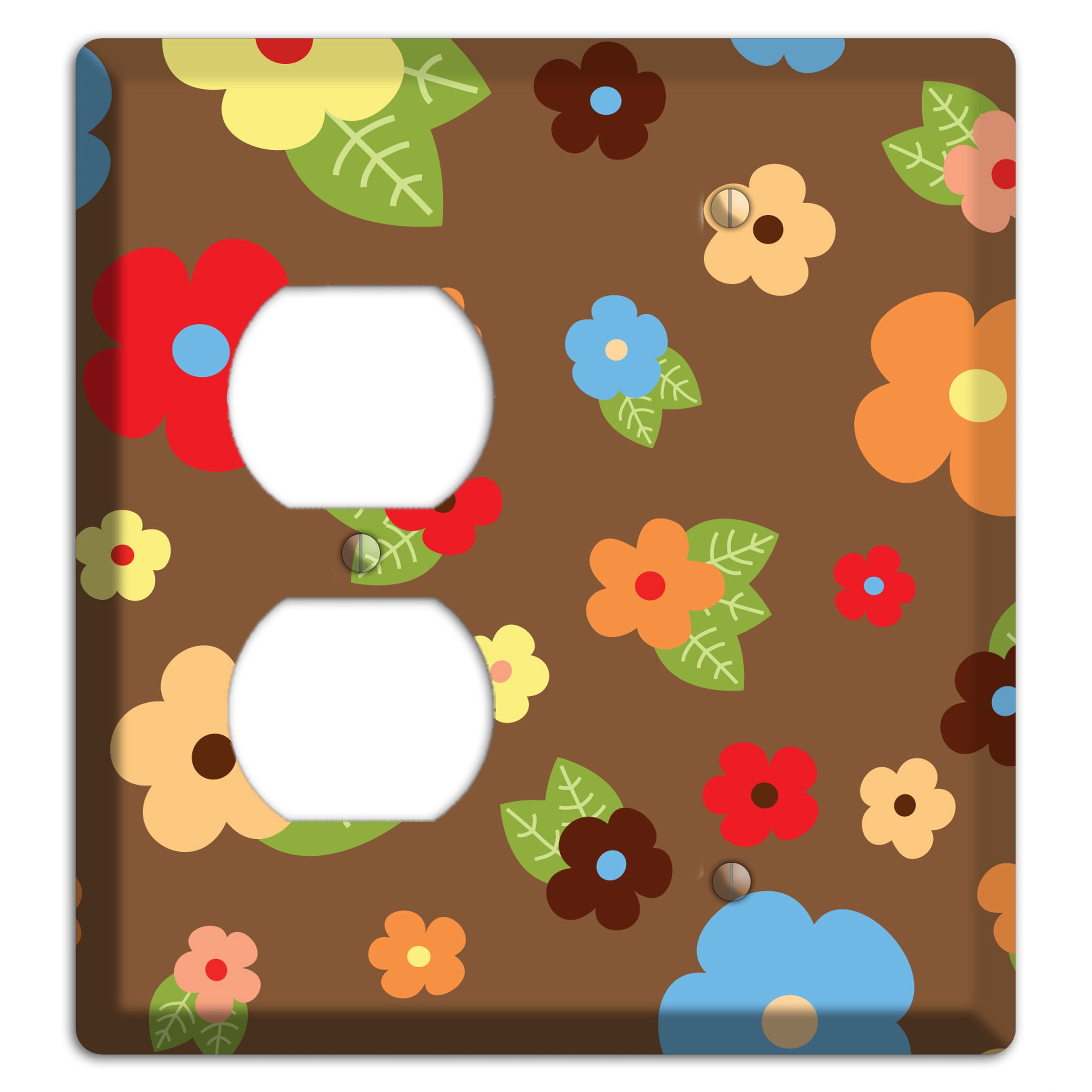 Brown Delicate Flowers Duplex / Blank Wallplate