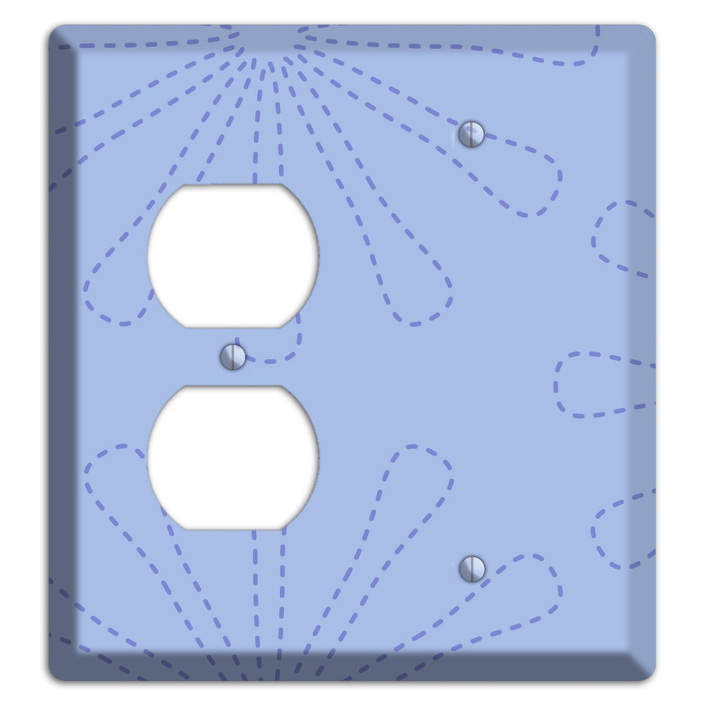 Periwinkle Retro Stipple Floral Contour Duplex / Blank Wallplate