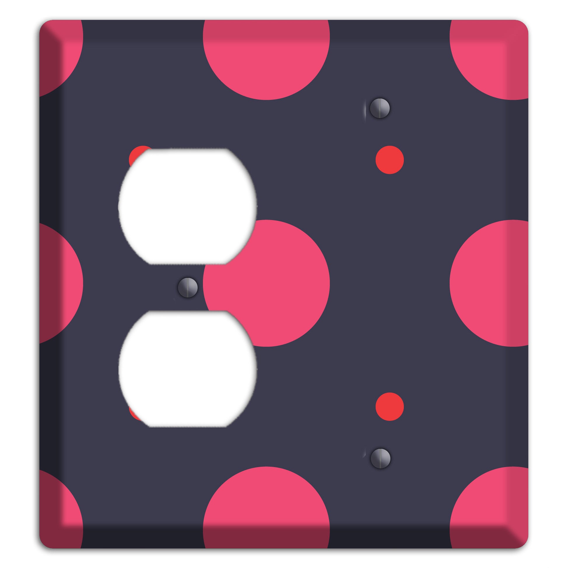 Dark Grey with Fuschia Multi Tiled Medium Dots Duplex / Blank Wallplate
