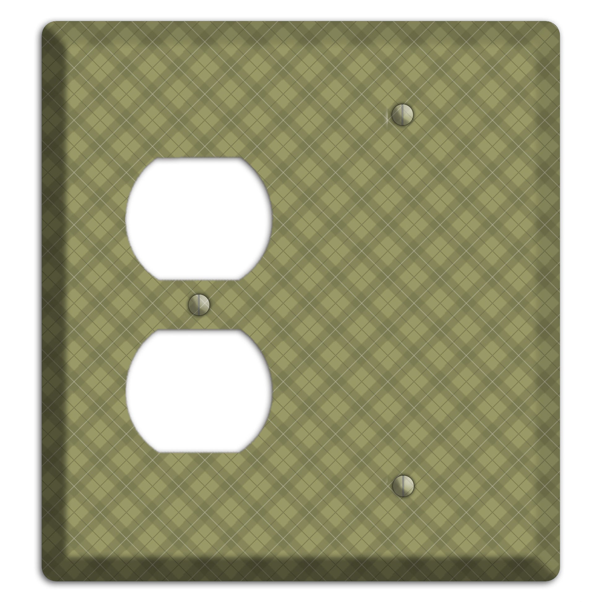 Green Plaid Duplex / Blank Wallplate