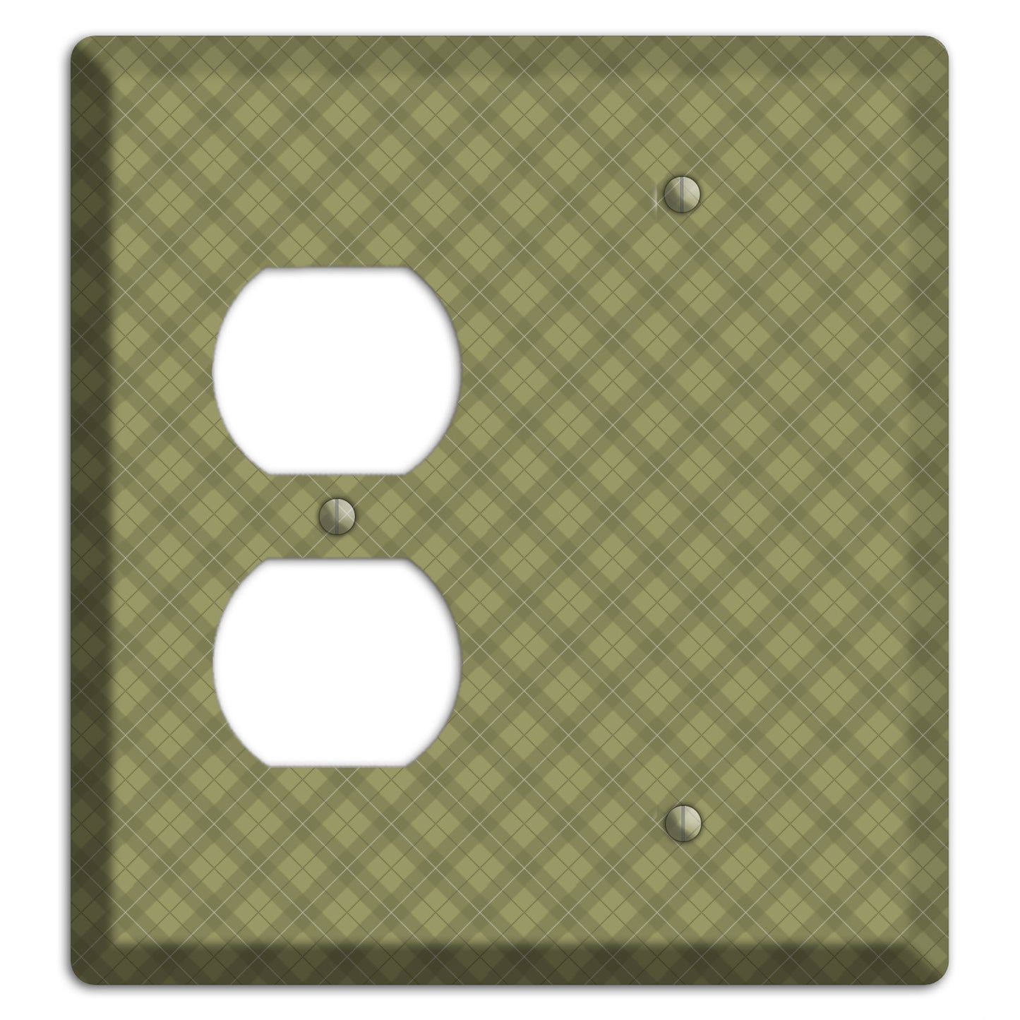 Green Plaid Duplex / Blank Wallplate