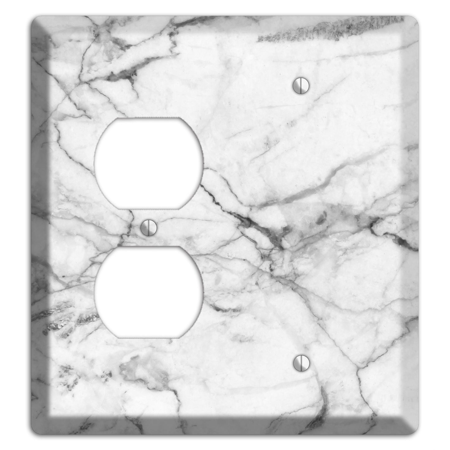 White and Gray Marble Duplex / Blank Wallplate