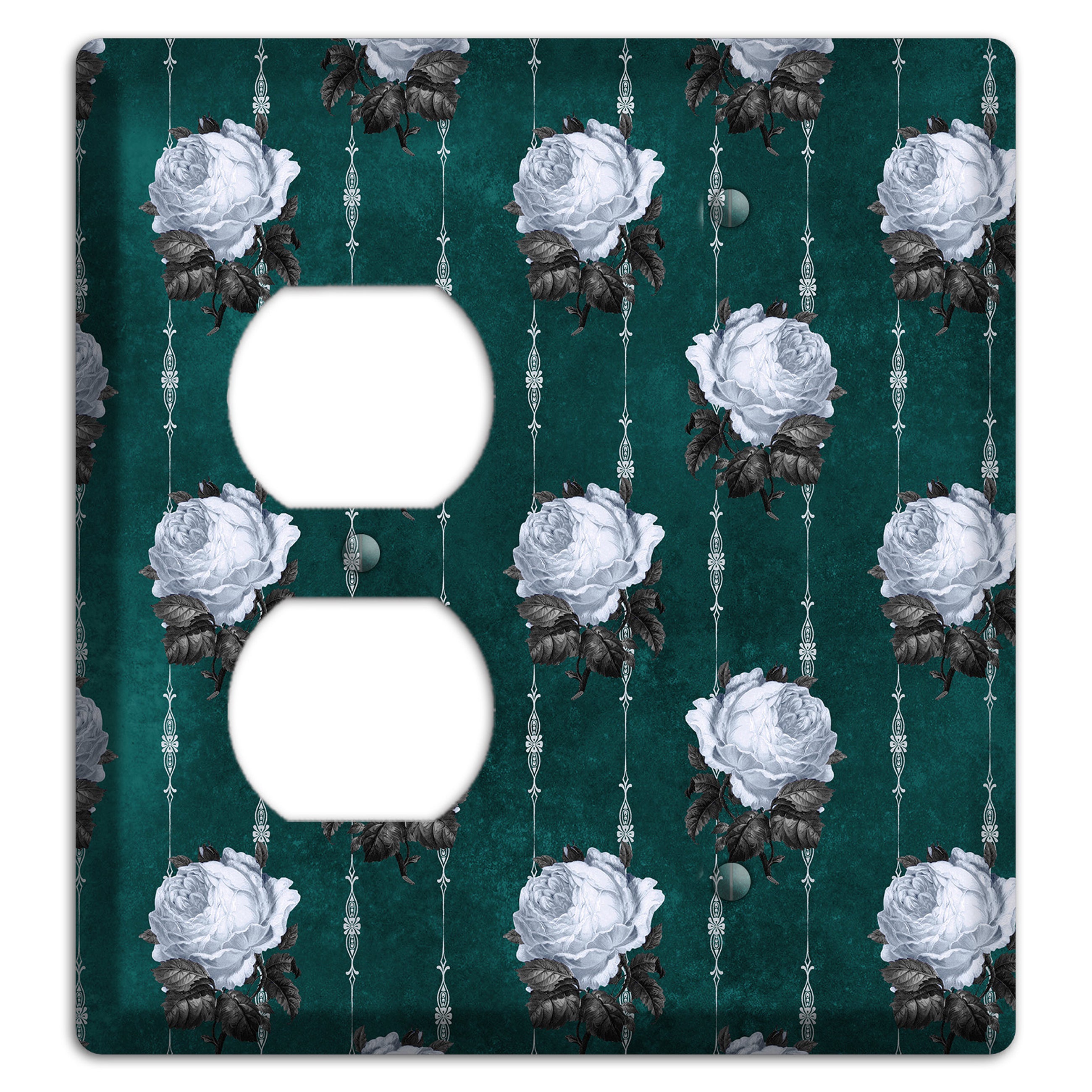 Dramatic Floral Teal Duplex / Blank Wallplate