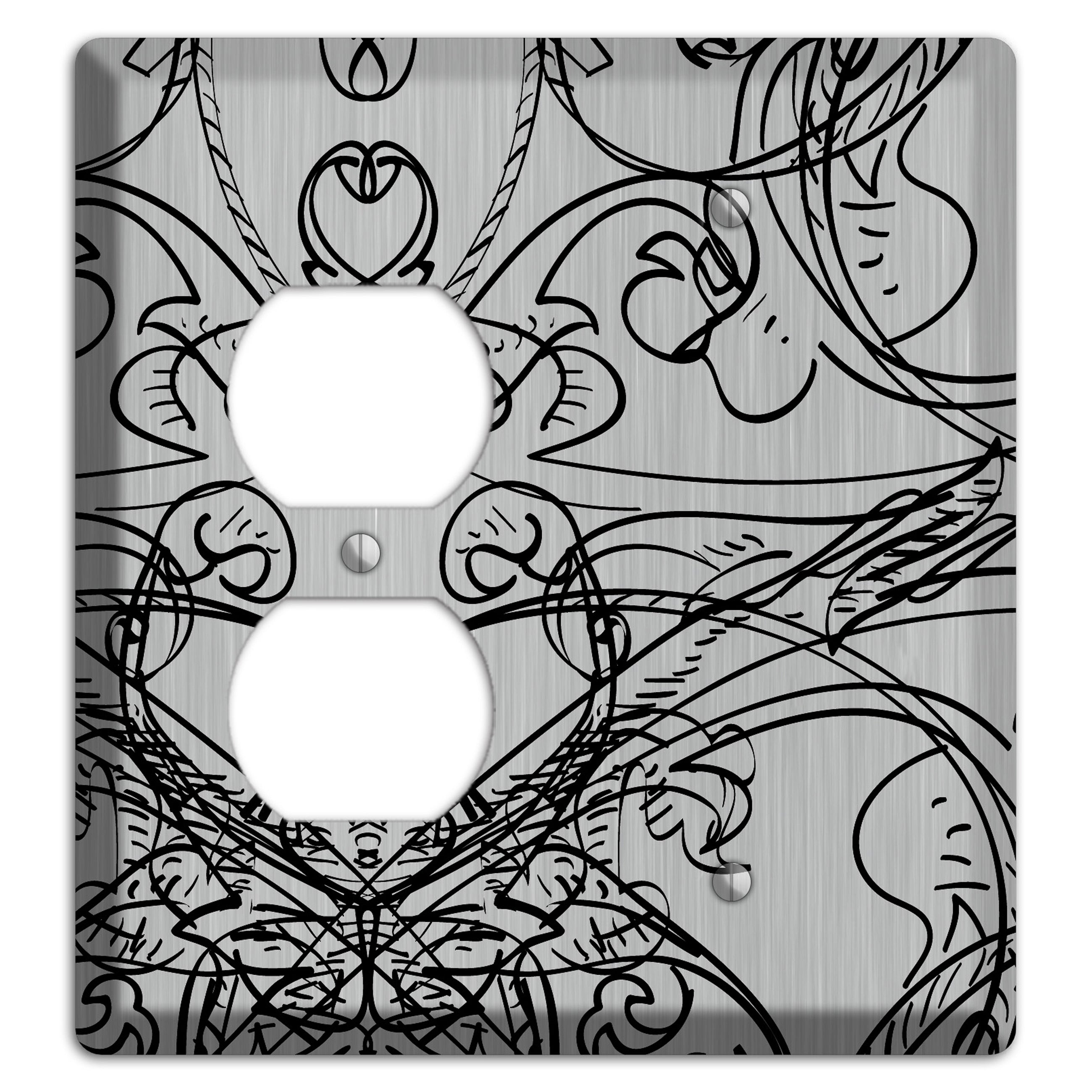 Black Deco Sketch  Stainless Duplex / Blank Wallplate