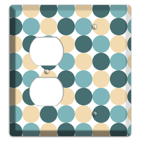 Dusty Blue Beige Tiled Dots Duplex / Blank Wallplate