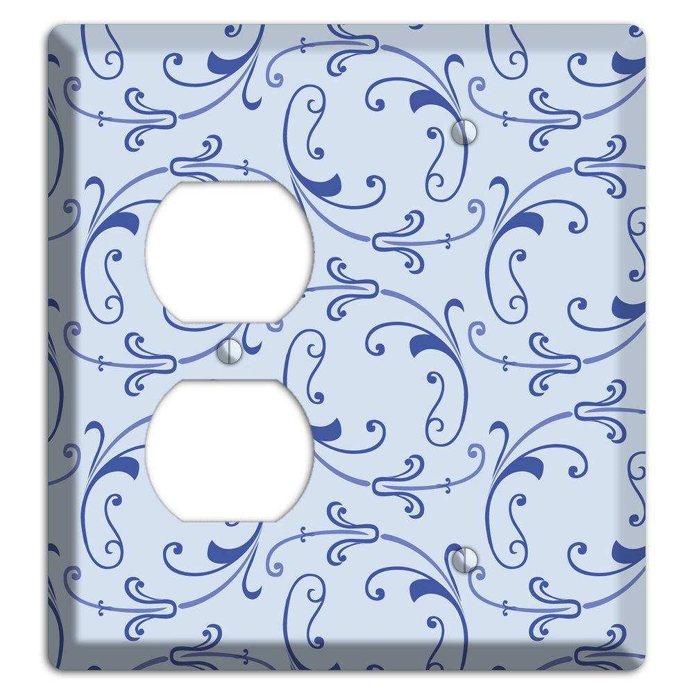 Light Blue Victorian Sprig Duplex / Blank Wallplate