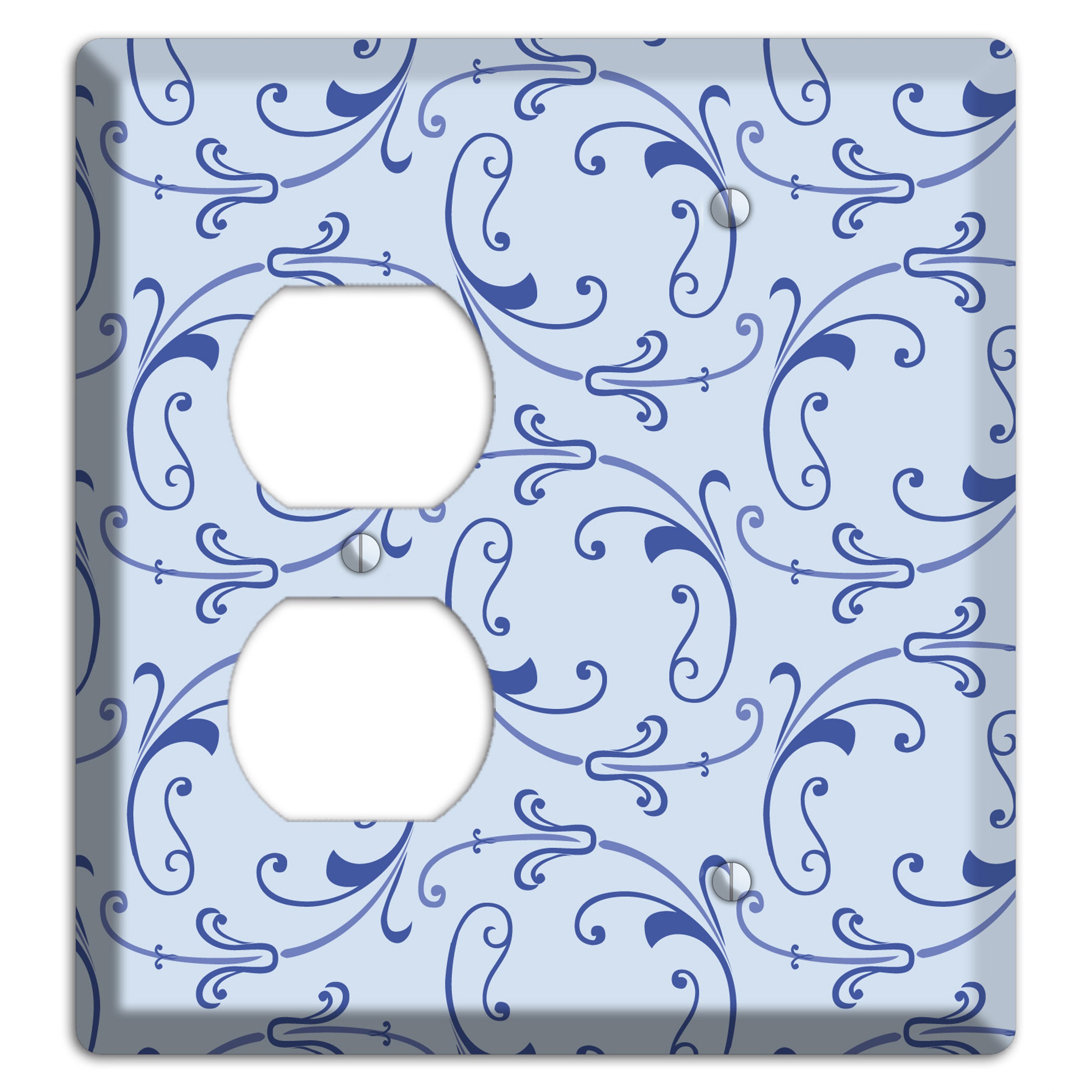 Light Blue Victorian Sprig Duplex / Blank Wallplate
