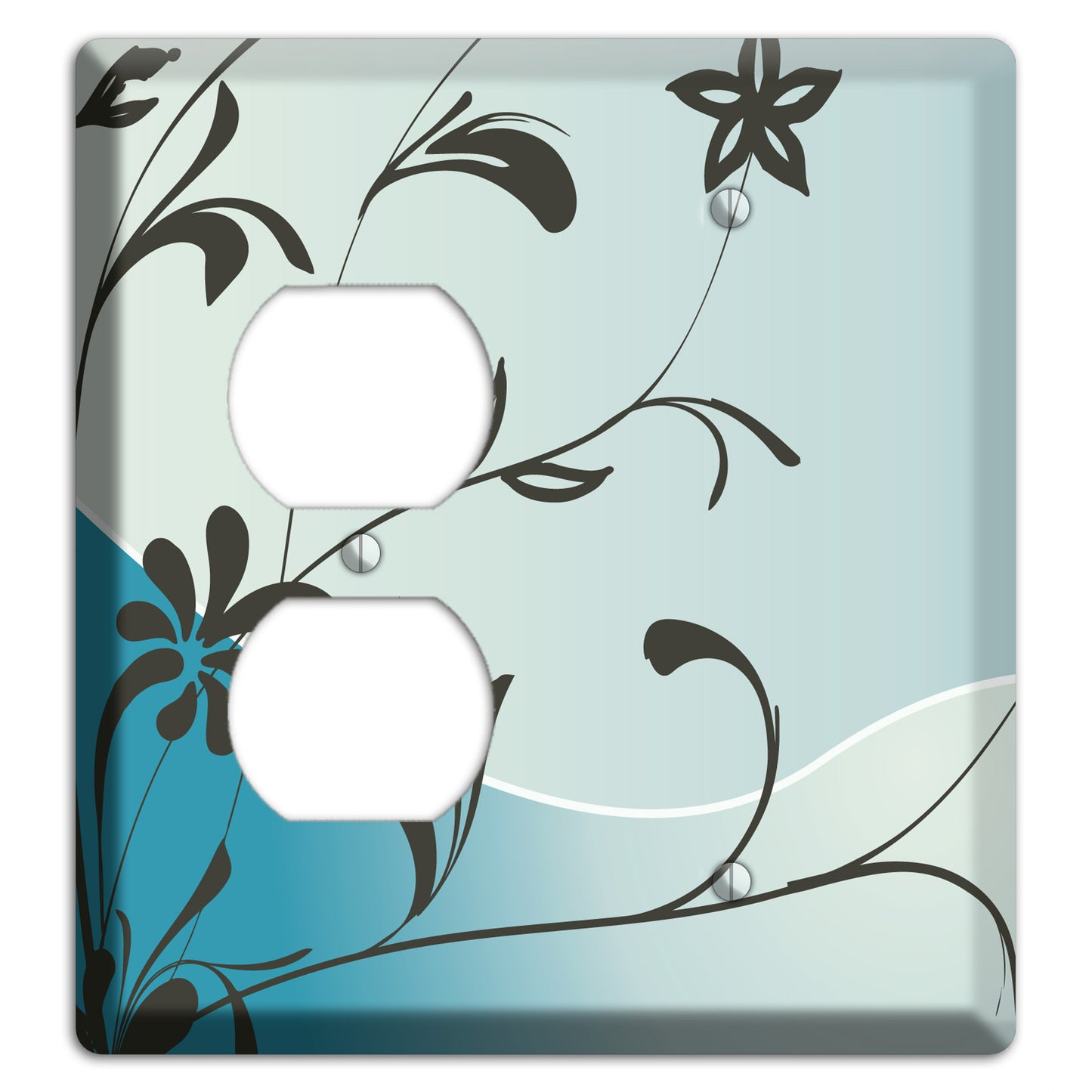 Blue-grey Flowers Duplex / Blank Wallplate
