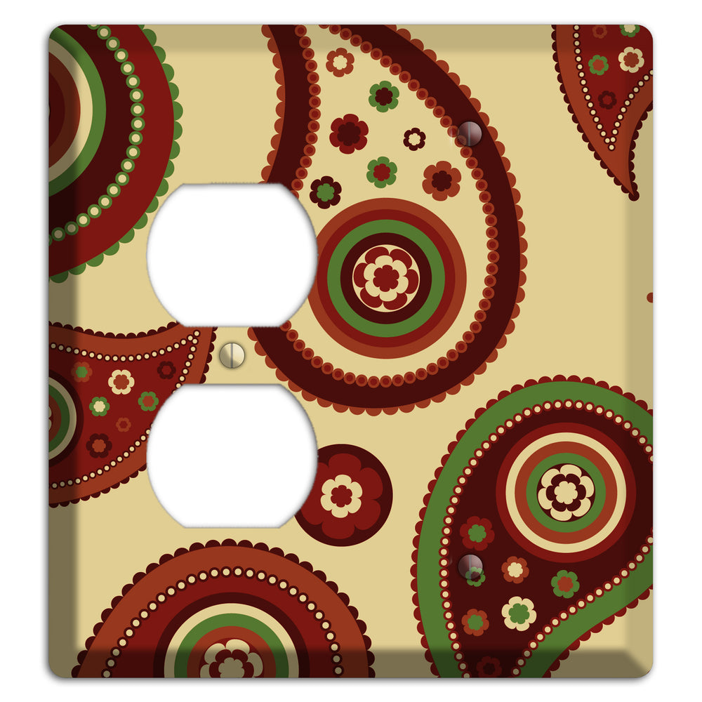 Beige Paisley Duplex / Blank Wallplate
