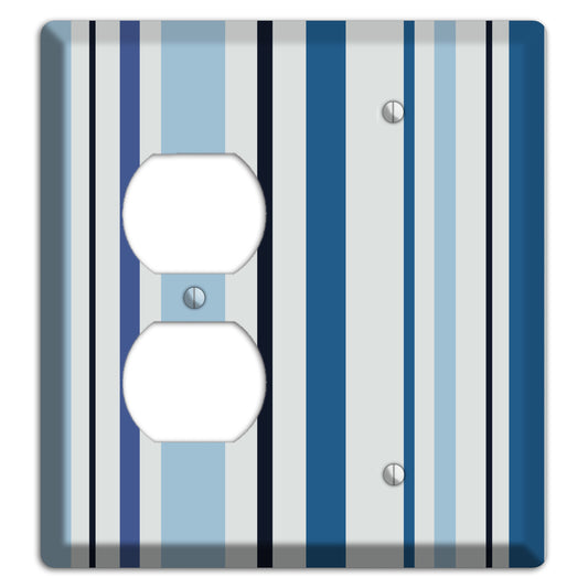 Multi White and Blue Vertical Stripe Duplex / Blank Wallplate