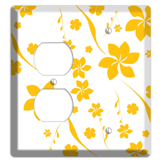 White with Yellow Flower Duplex / Blank Wallplate