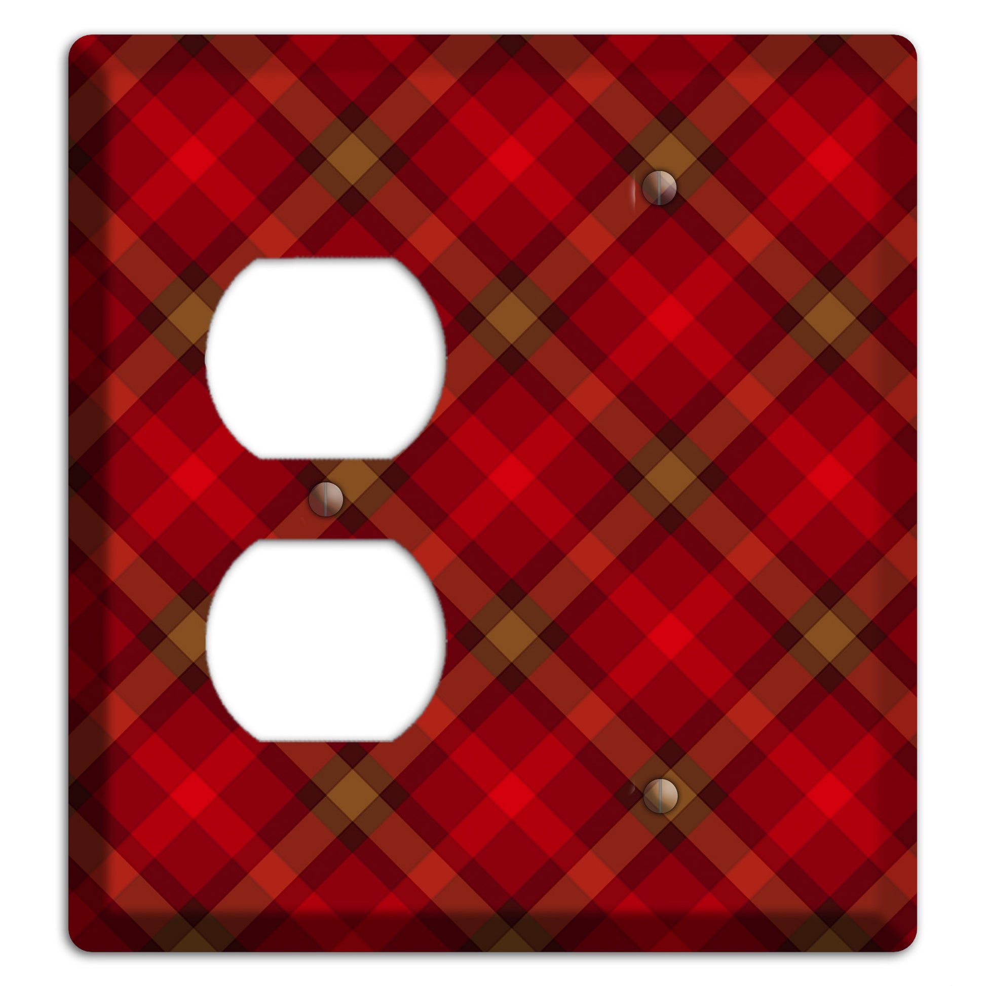 Red Tartan Duplex / Blank Wallplate