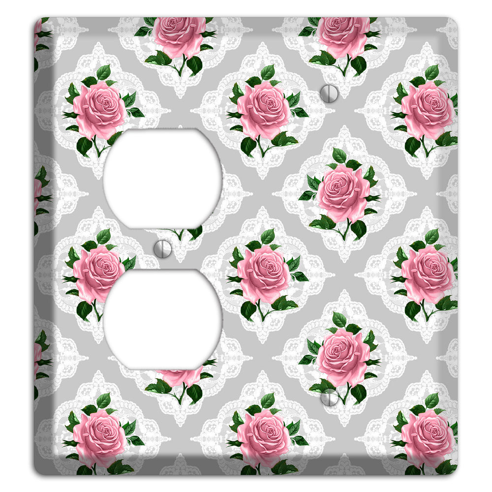 Gray Rose Doily Duplex / Blank Wallplate