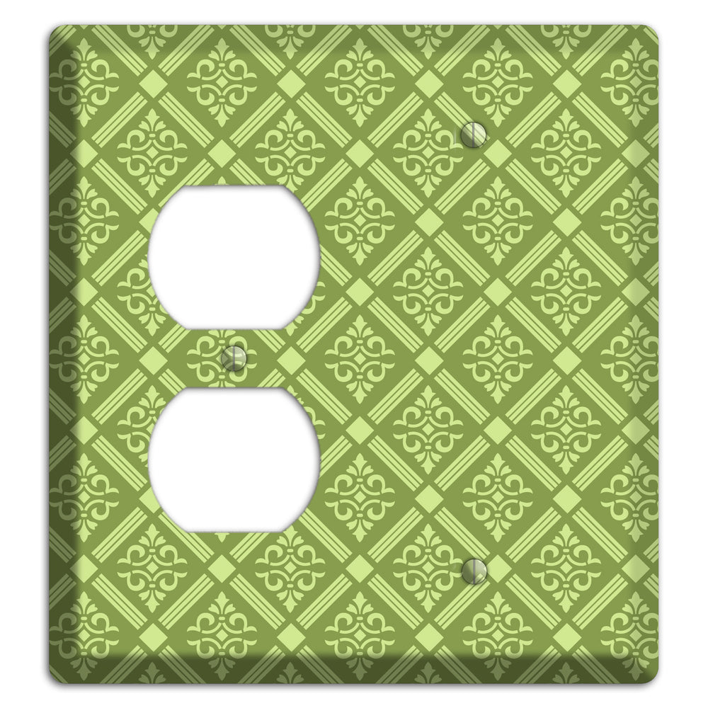 Green Damask diamonds Duplex / Blank Wallplate