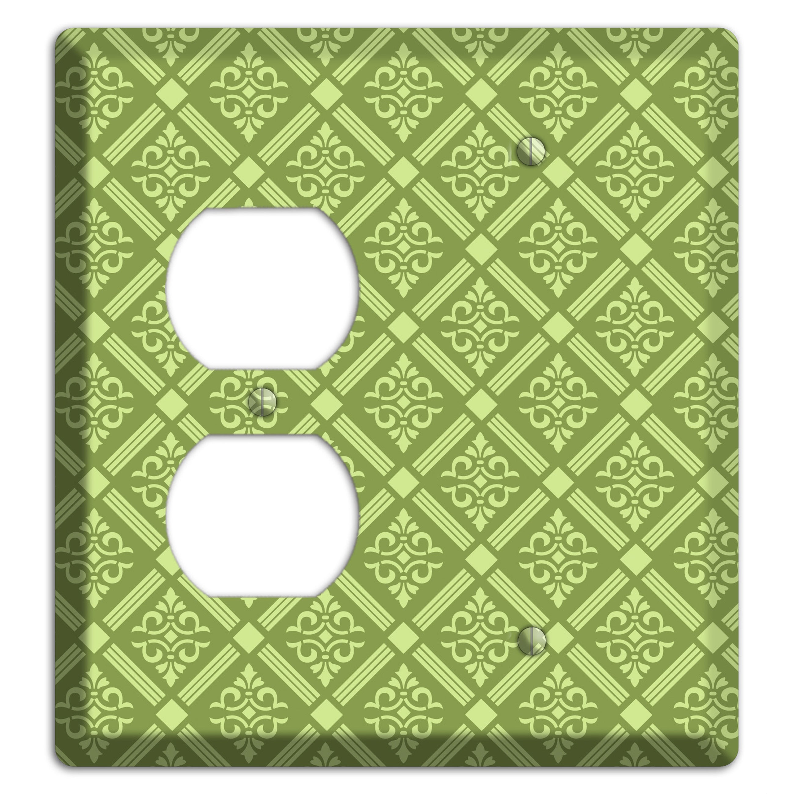Green Damask diamonds Duplex / Blank Wallplate