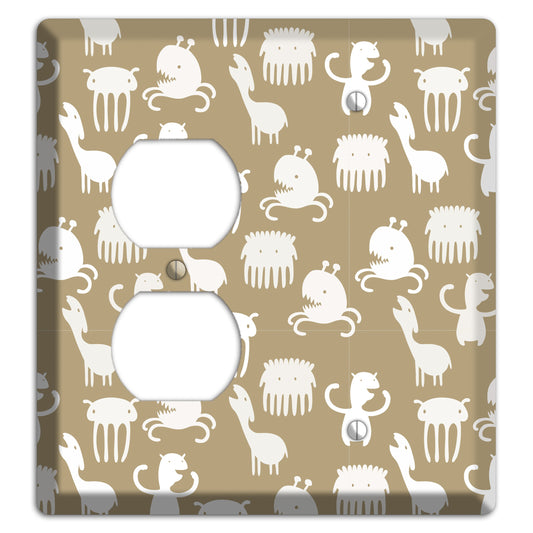 Sily Monsters Brown and White Duplex / Blank Wallplate