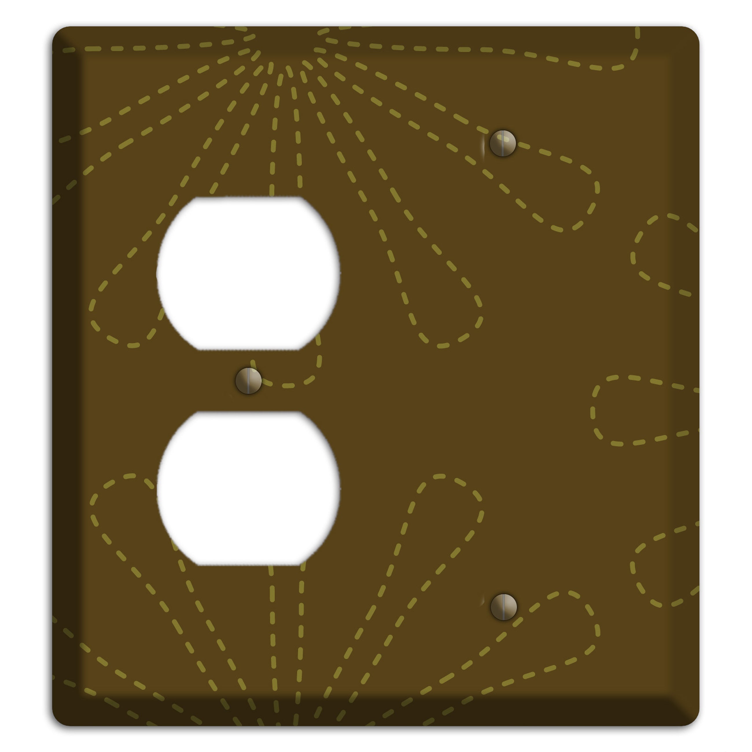 Brown Retro Stipple Floral Contour Duplex / Blank Wallplate