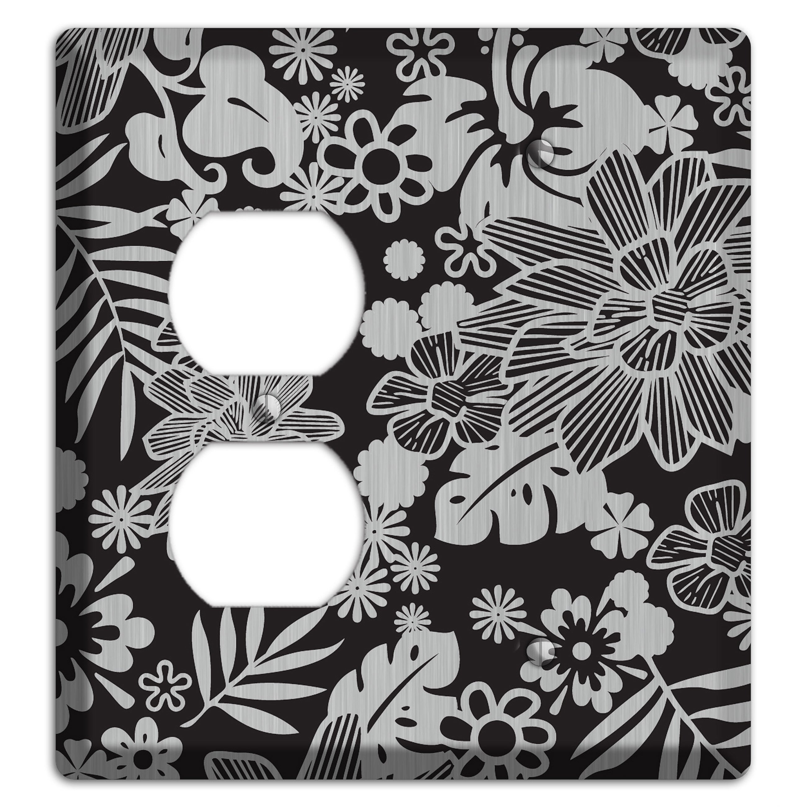 Black with Stainless Tropical Duplex / Blank Wallplate