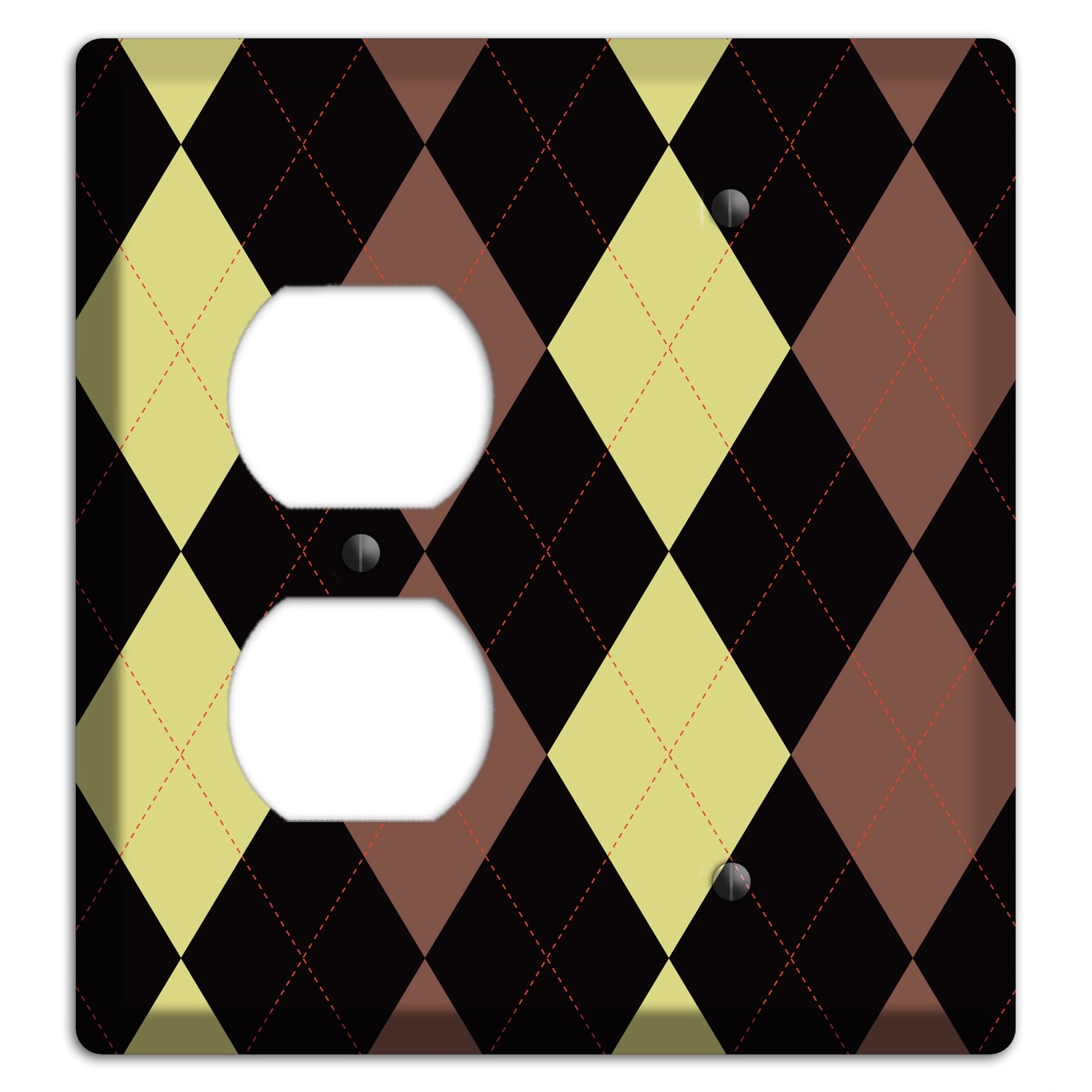 Yellow and Brown Argyle Duplex / Blank Wallplate