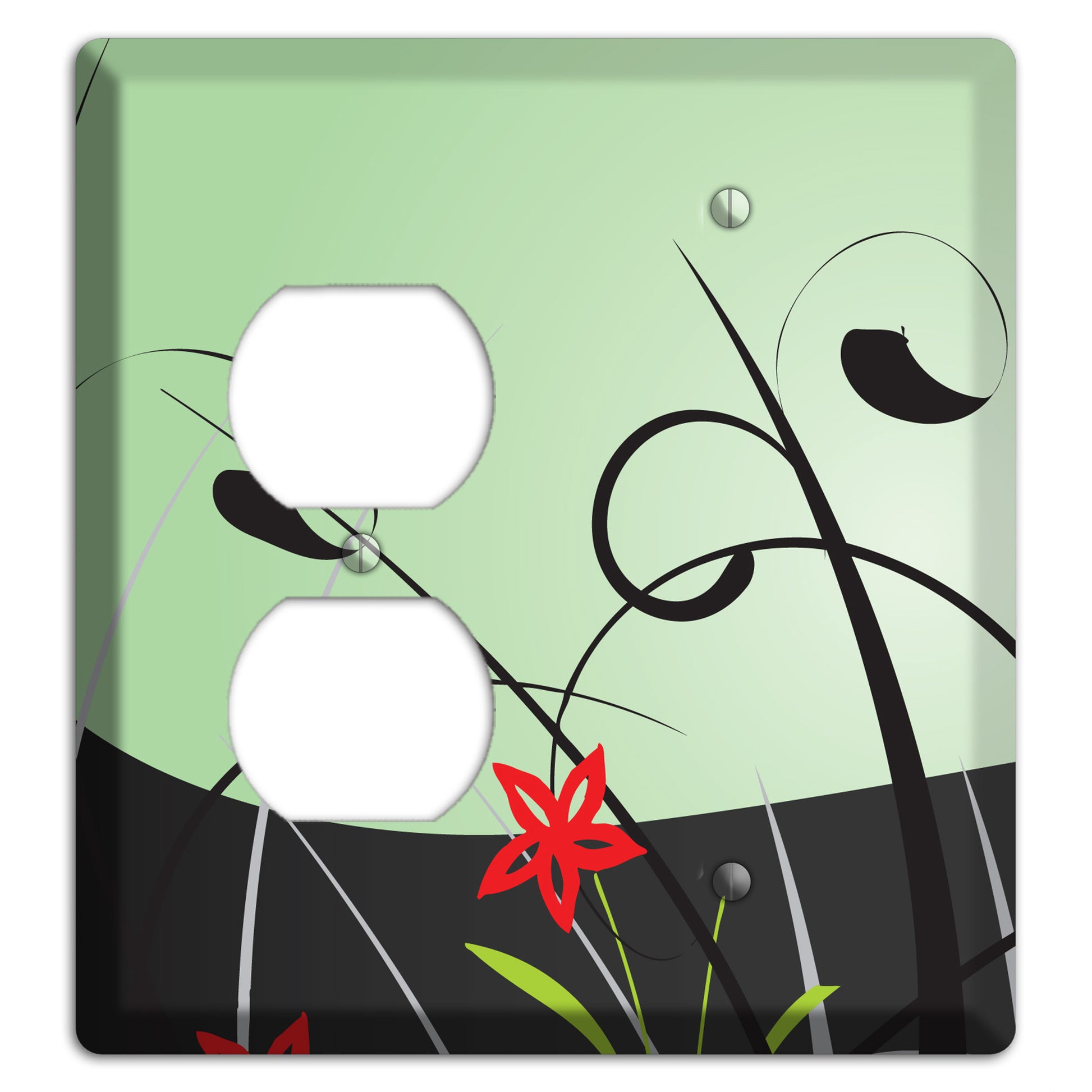 Mint Green Floral Sprig Duplex / Blank Wallplate