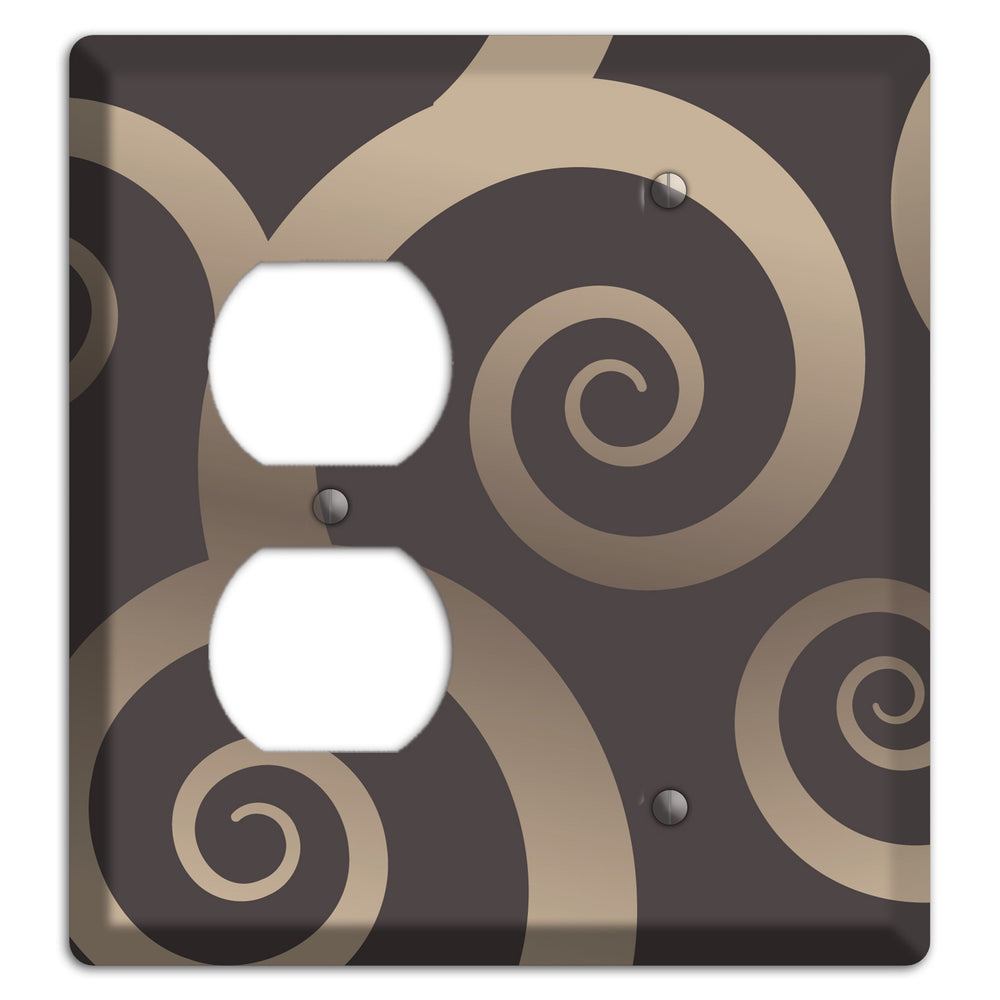 Brown with Beige Large Swirl Duplex / Blank Wallplate