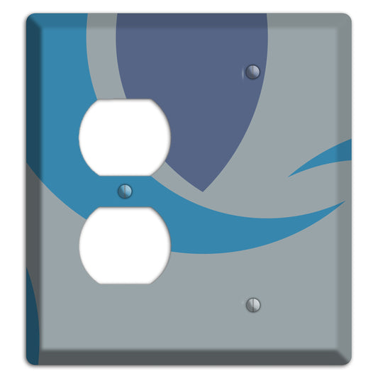 Grey and Blue Abstract Duplex / Blank Wallplate