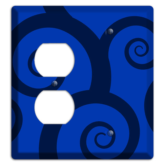 Blue Large Swirl Duplex / Blank Wallplate