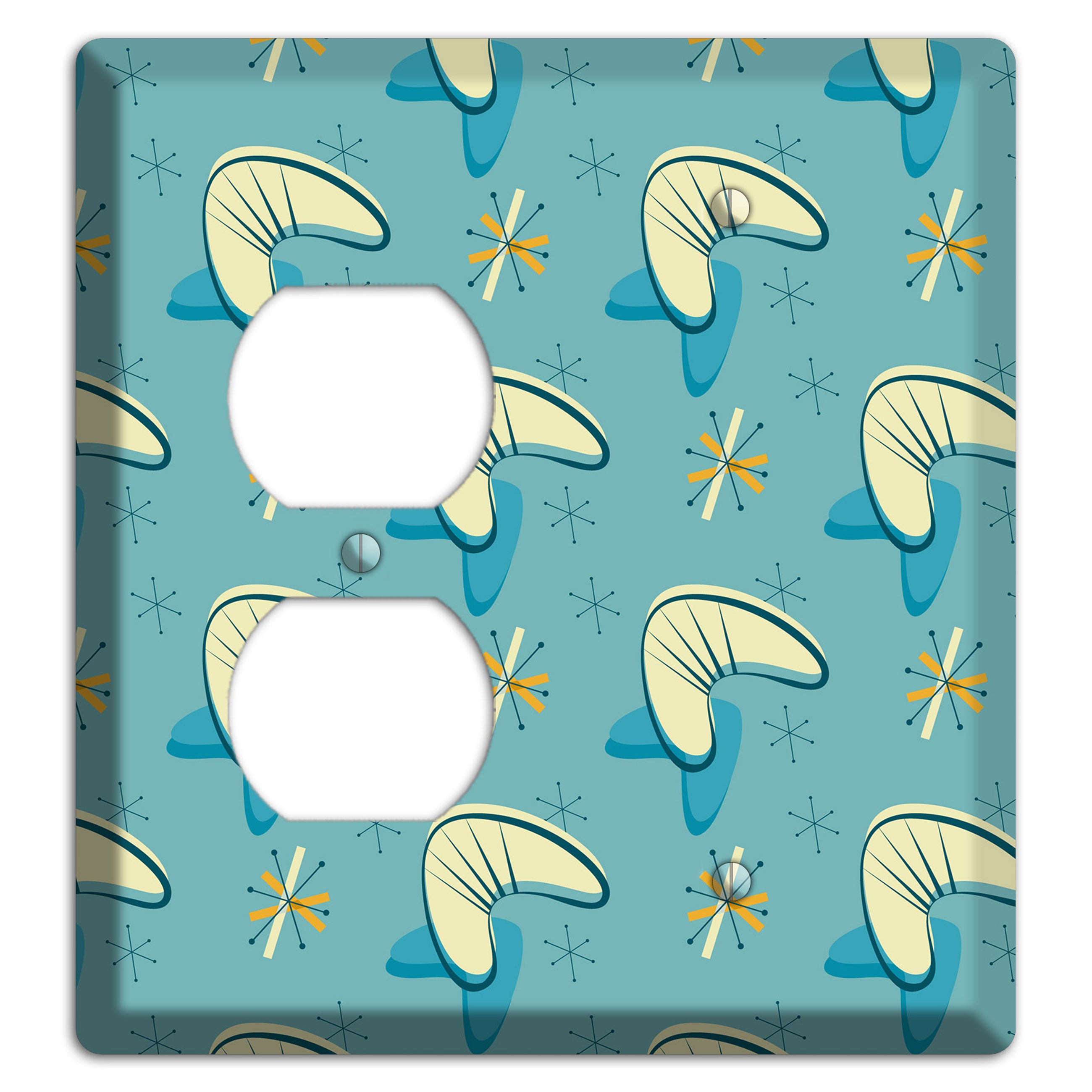 Yellow and Blue Boomerang Duplex / Blank Wallplate