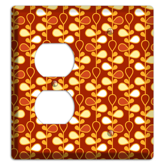 Red with Orange and Yellow Drop and Vine Duplex / Blank Wallplate