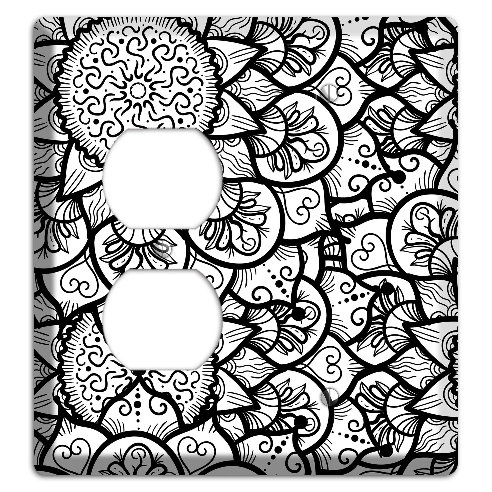 Mandala Black and White Style W Cover Plates Duplex / Blank Wallplate
