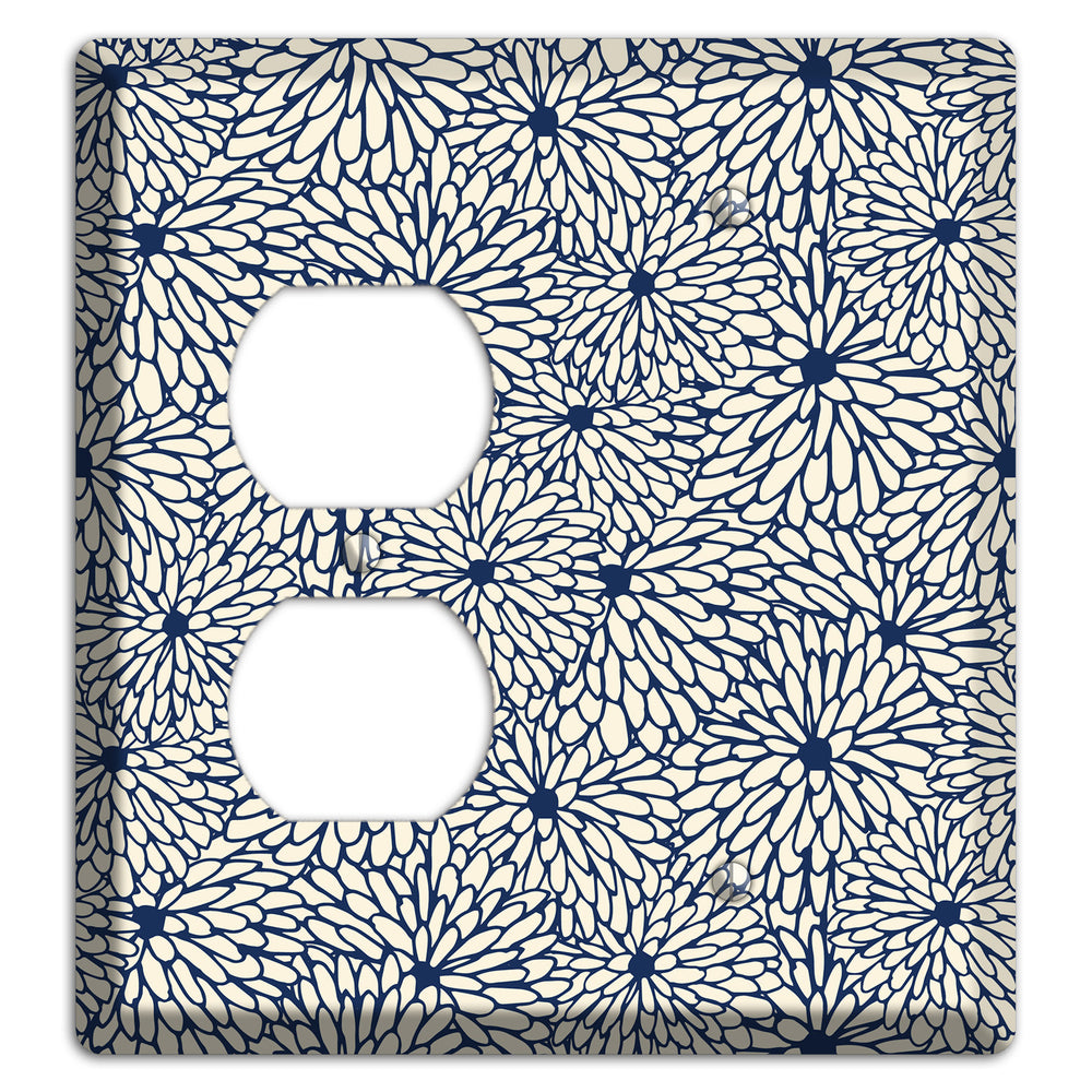 Beige Floral Burst Duplex / Blank Wallplate