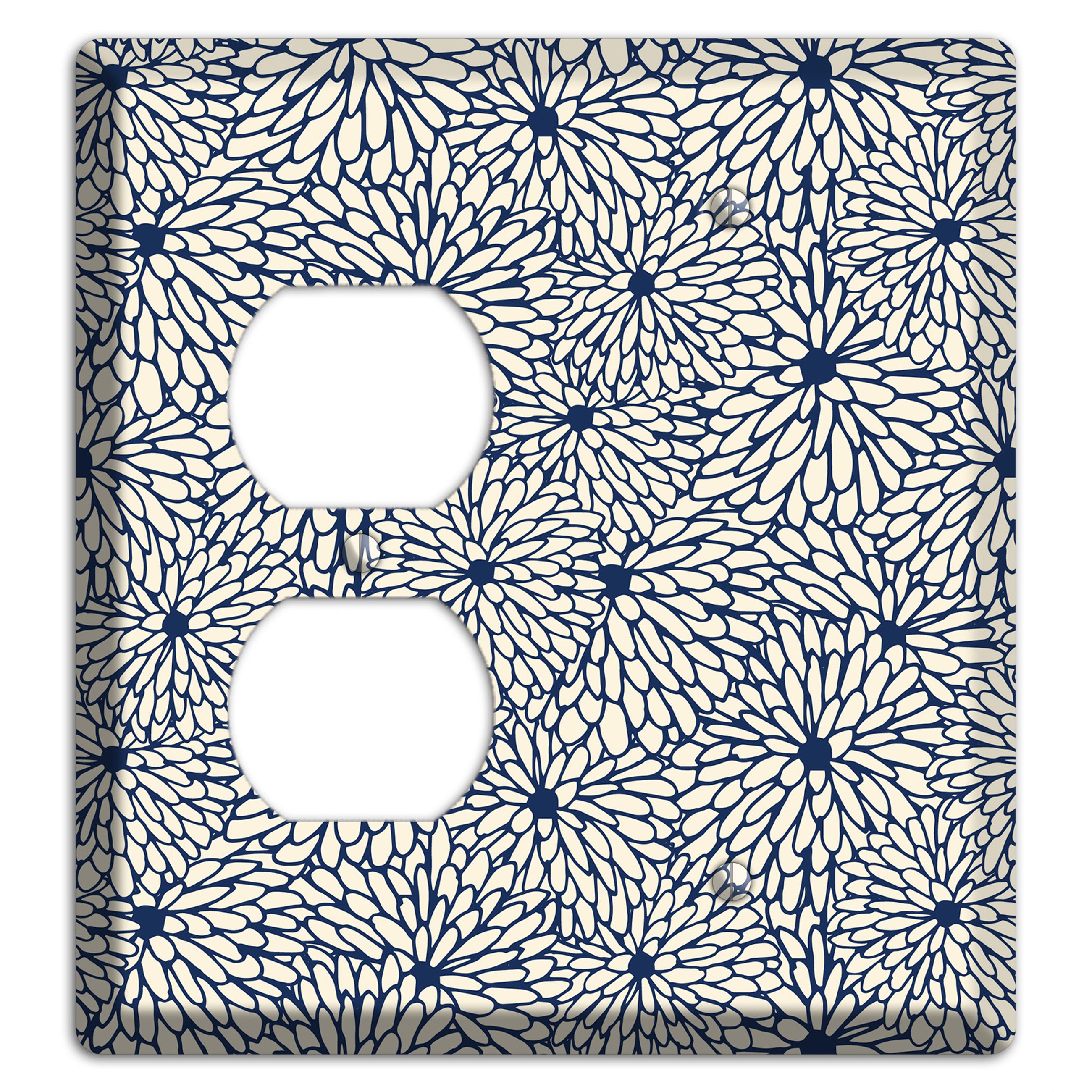 Beige Floral Burst Duplex / Blank Wallplate