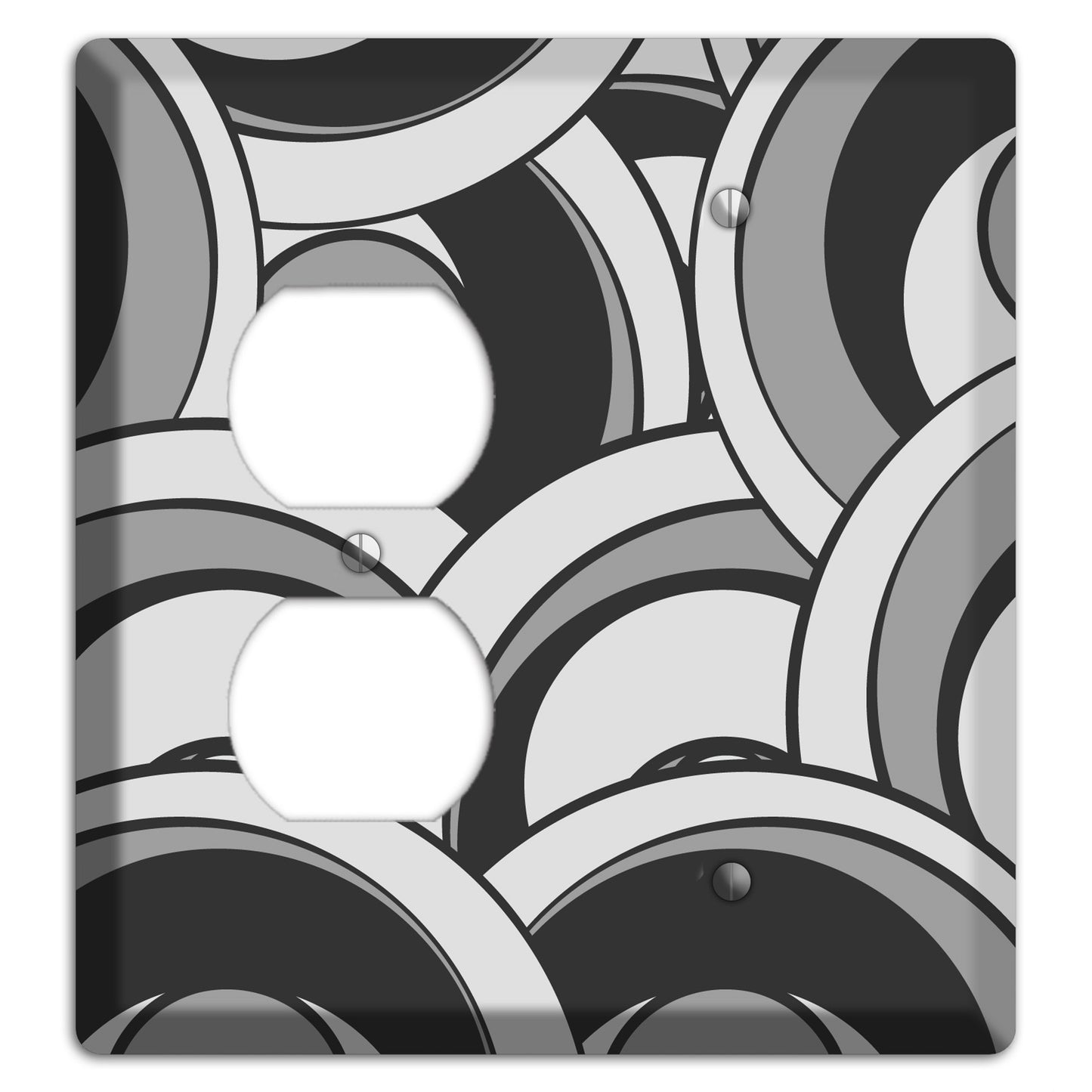 Black and Grey Deco Circles Duplex / Blank Wallplate