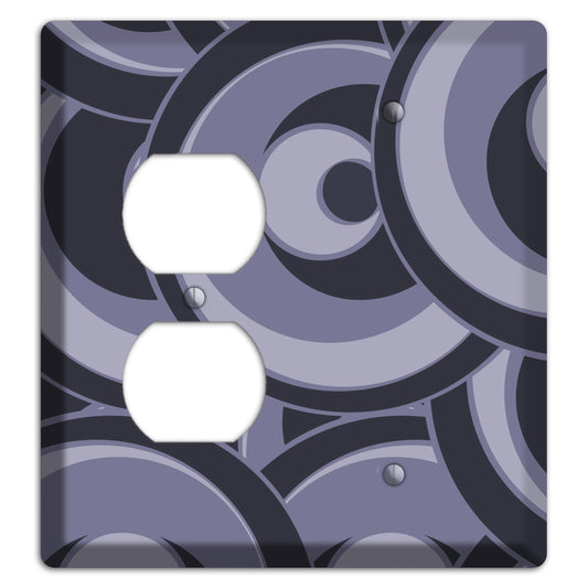 Black and Purple-grey Deco Circles Duplex / Blank Wallplate