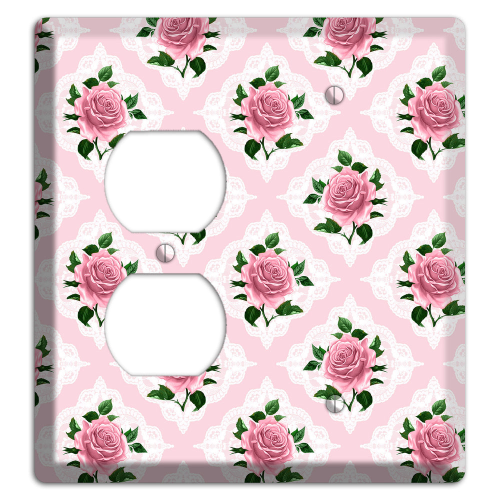 Pink Rose Doily Duplex / Blank Wallplate